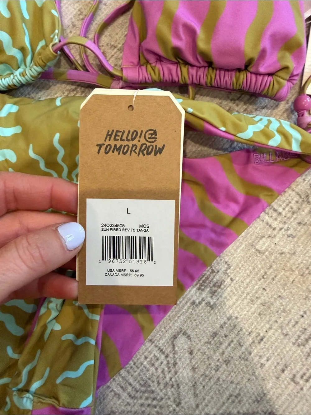Billabong Olive, Aqua & Magenta Sunburst Triangle Bikini - Picture 3 of 5